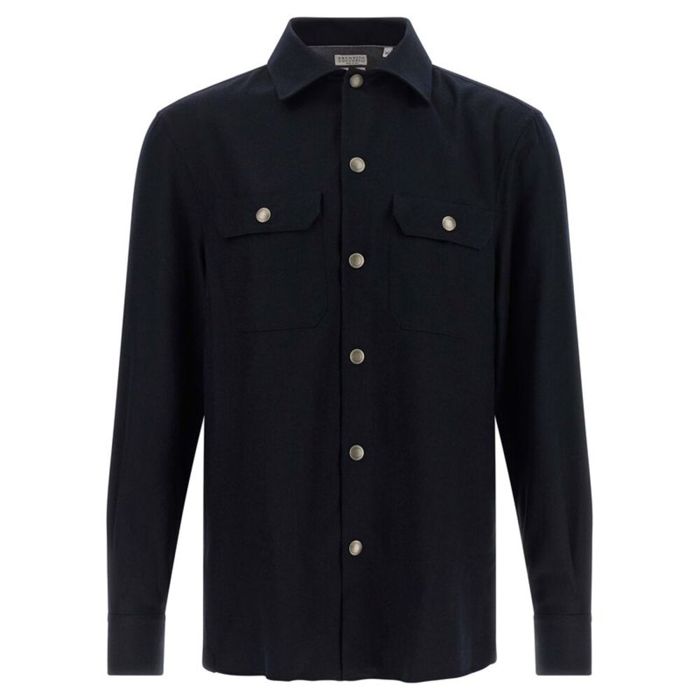 Brunello Cucinelli Blue Virgin Wool Men's Blouse